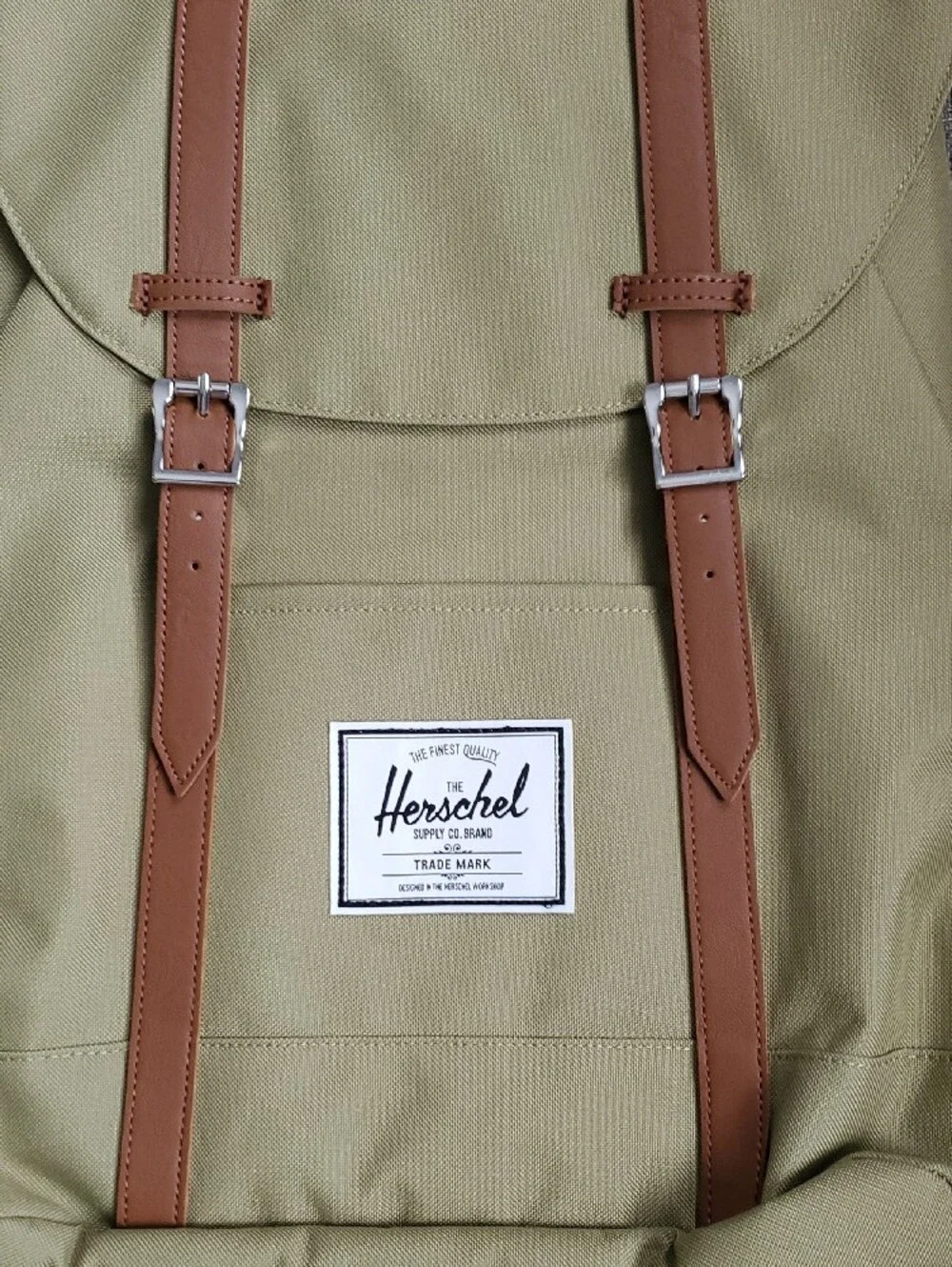 Herschel Supply Company Olive Green Backpack with Brown Straps